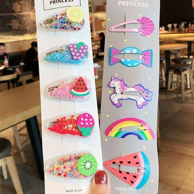 1Set Girls Cute Cartoon Animal Fruit Colorfur Hairpins Children Sweet Hair Clip Headband