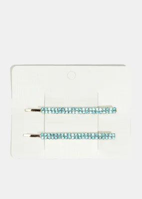 2-Piece Colorful Rhinestone-Studded Hair Pins