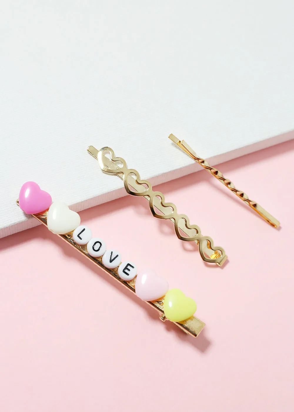 3-Piece "LOVE" & Heart Hairpins