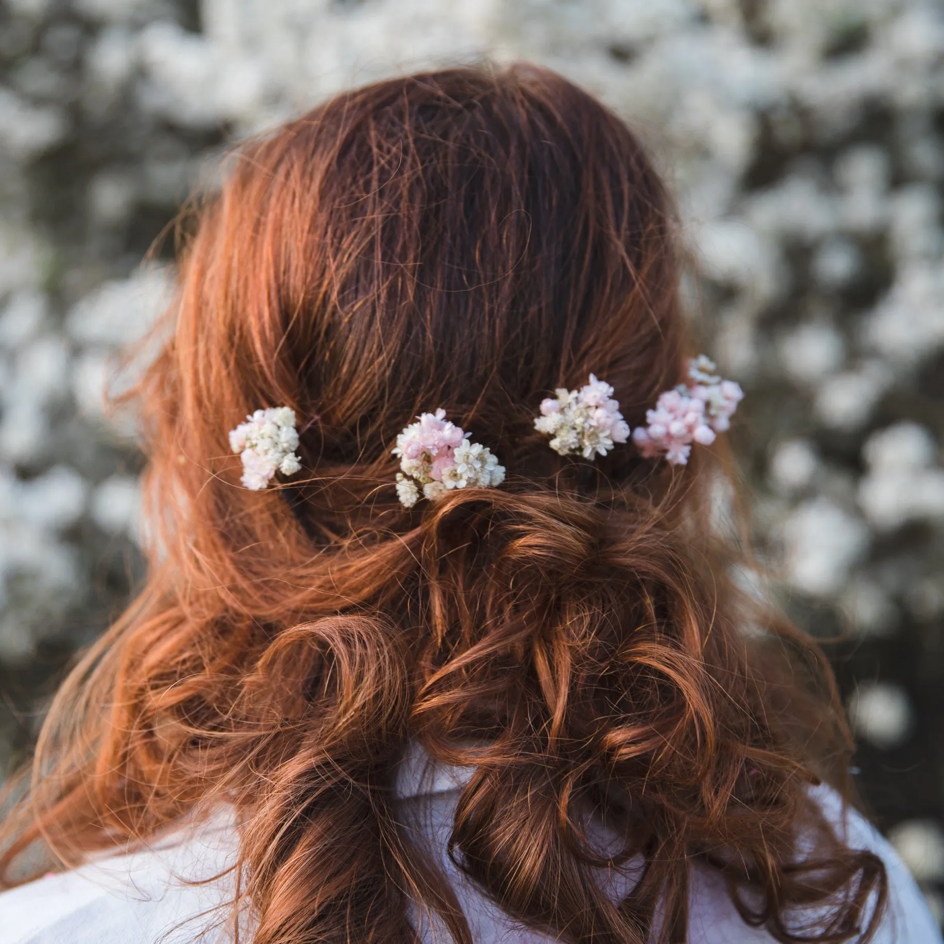 3/5/10pcs Blush and ivory flower hairpins