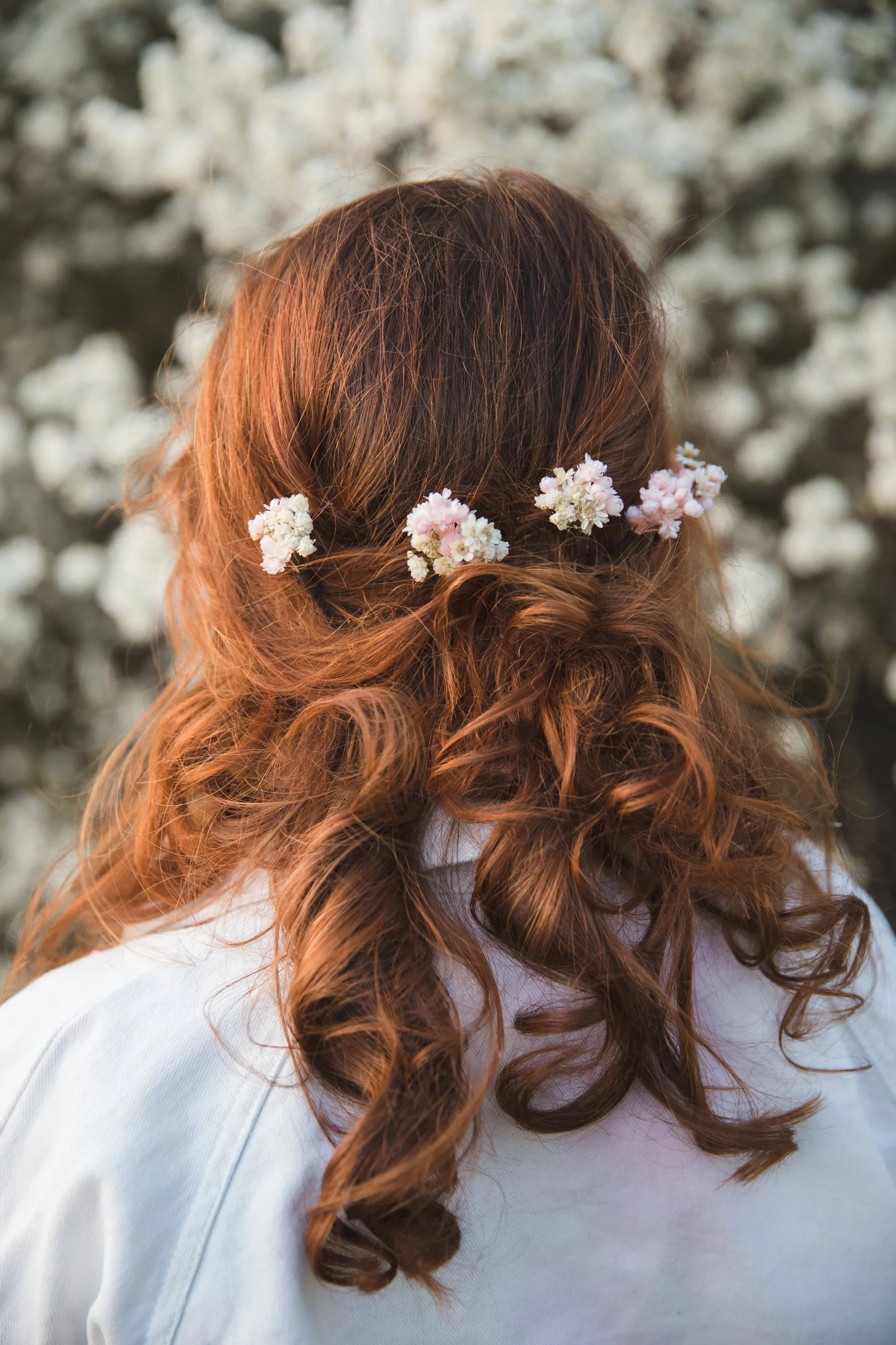 3/5/10pcs Blush and ivory flower hairpins