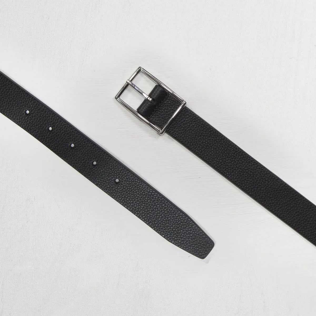 3.5cm Grained Leather Belt (Black)