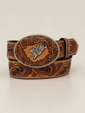 3D D120002108 Kids Floral Embossed Oval Bullrider Belt Tan