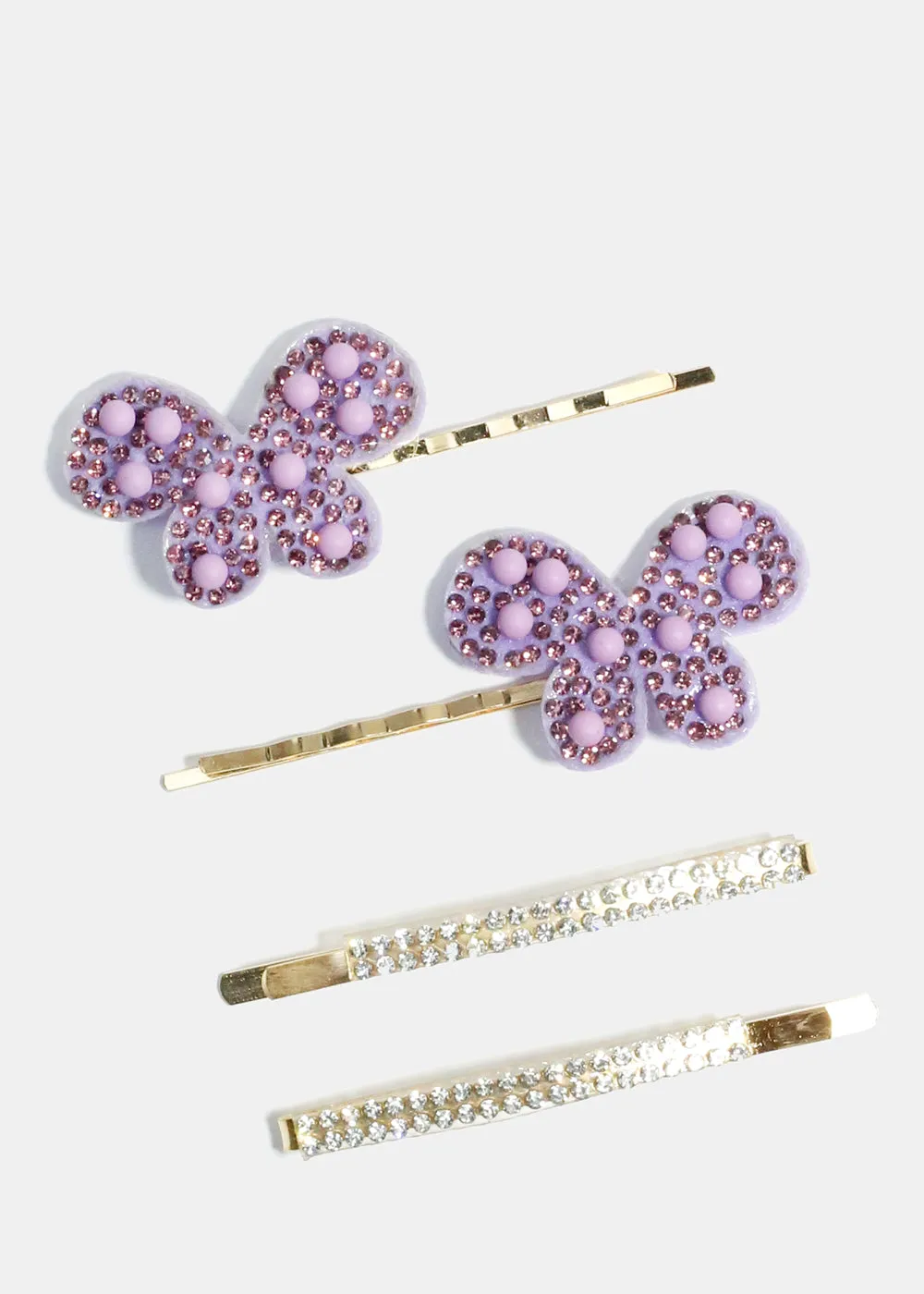 4 Piece Rhinestone & Butterfly Hair Pins