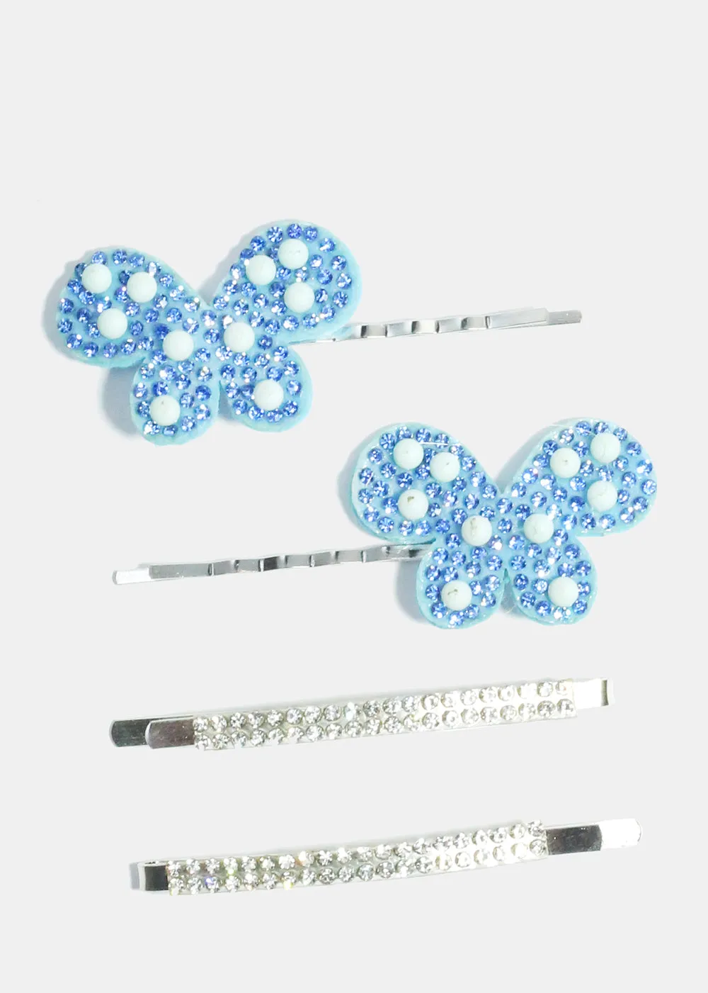 4 Piece Rhinestone & Butterfly Hair Pins