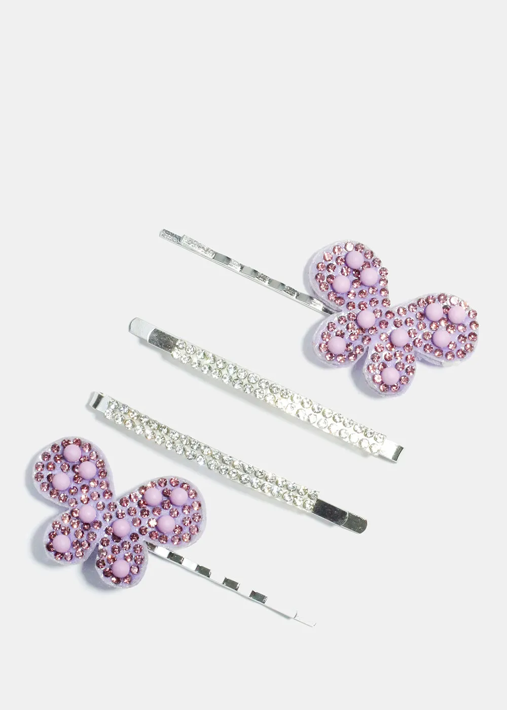 4 Piece Rhinestone & Butterfly Hair Pins