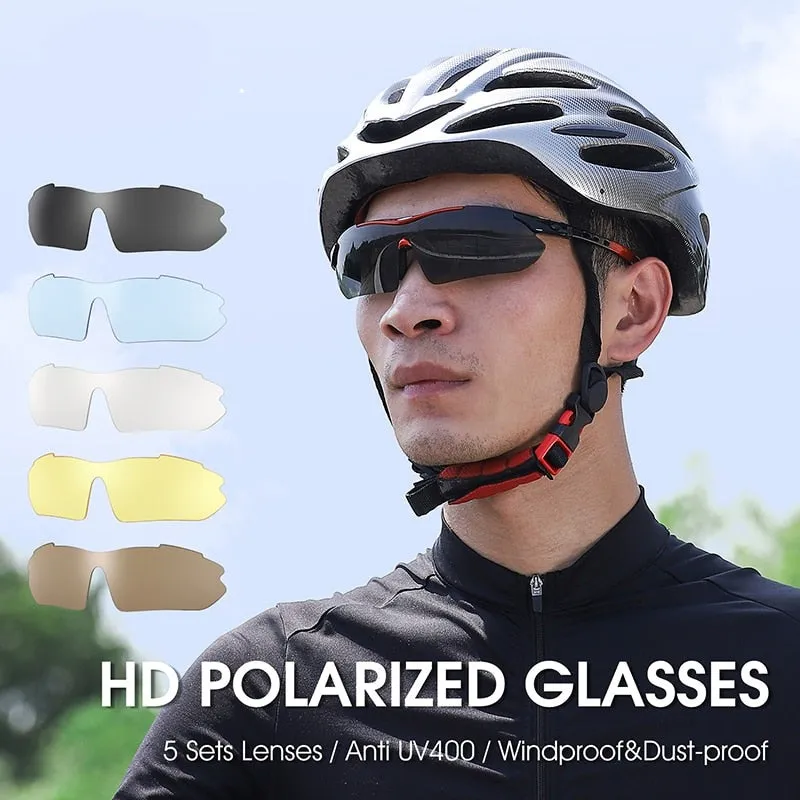 5 Lens Polarized Cycling Glasses Men Women Sports Sunglasses Road MTB Mountain Bike Bicycle Riding Goggles Eyewear