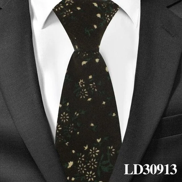 6cm Cotton Floral Print Slim Necktie for Men Women and Children