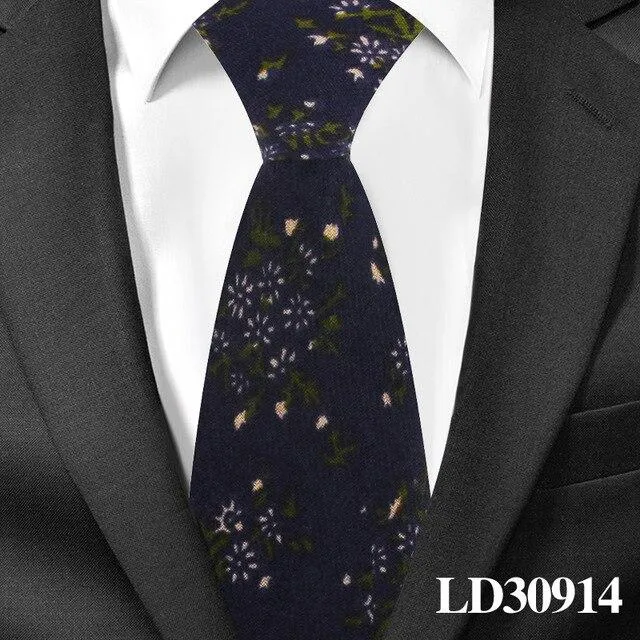 6cm Cotton Floral Print Slim Necktie for Men Women and Children