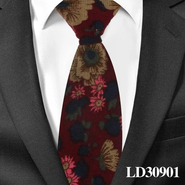 6cm Cotton Floral Print Slim Necktie for Men Women and Children