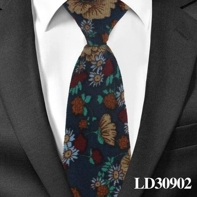 6cm Cotton Floral Print Slim Necktie for Men Women and Children