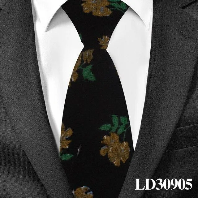 6cm Cotton Floral Print Slim Necktie for Men Women and Children