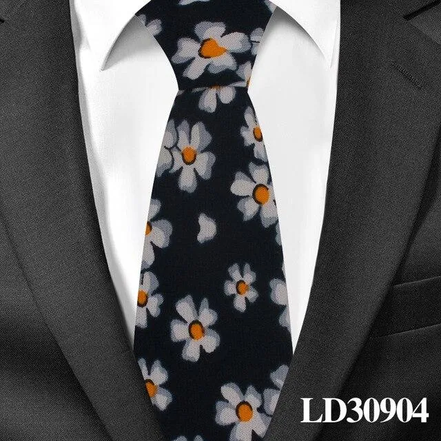 6cm Cotton Floral Print Slim Necktie for Men Women and Children