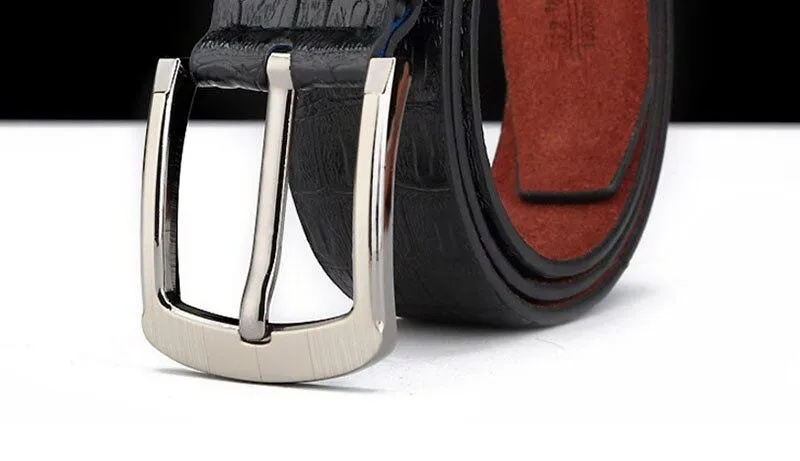 Adjustable Men's Anti-scratch 33mm Wide Genuine Leather Pin Buckle Belt