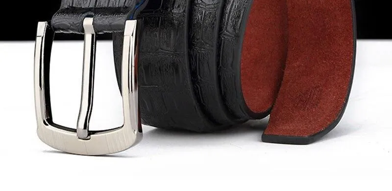 Adjustable Men's Anti-scratch 33mm Wide Genuine Leather Pin Buckle Belt