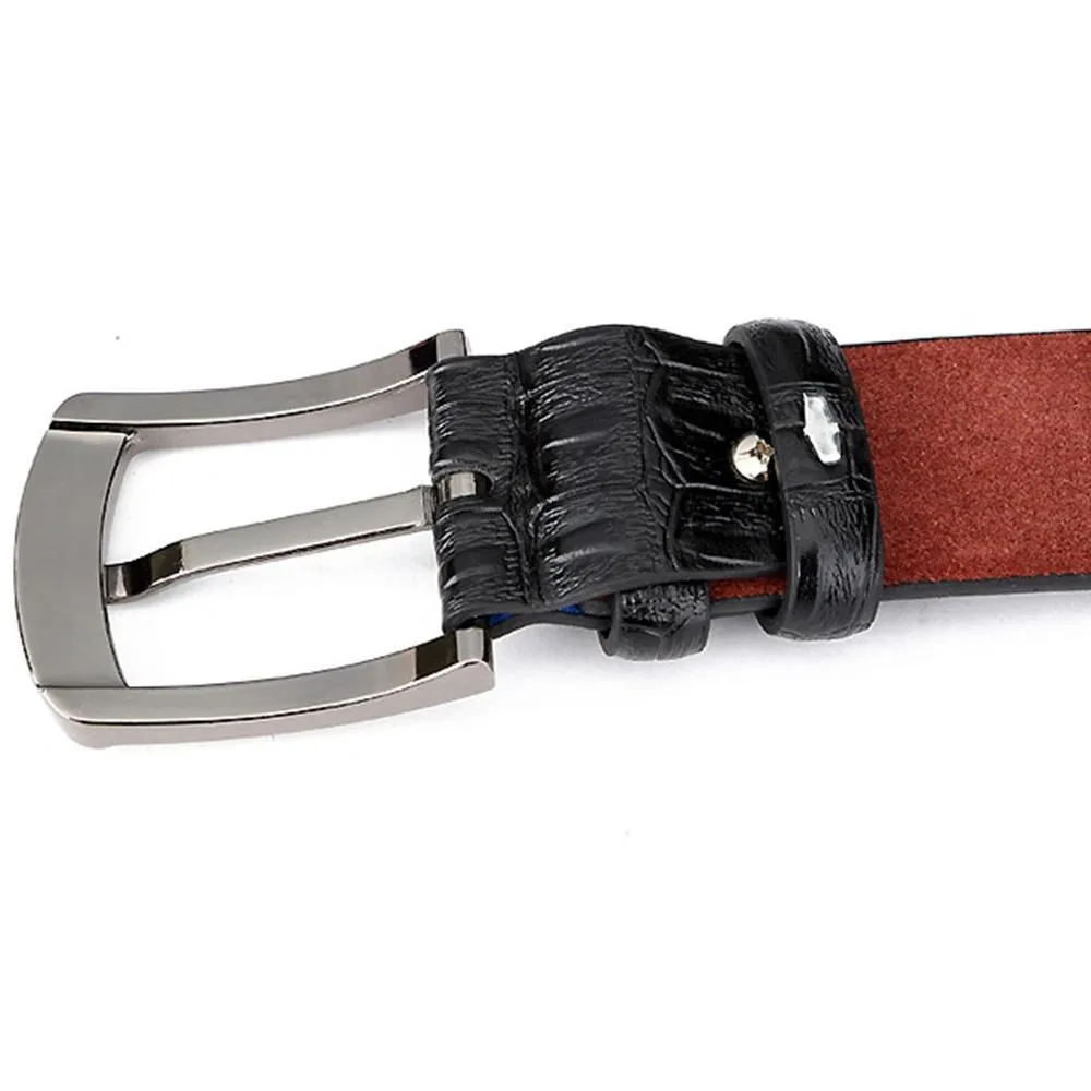 Adjustable Men's Anti-scratch 33mm Wide Genuine Leather Pin Buckle Belt