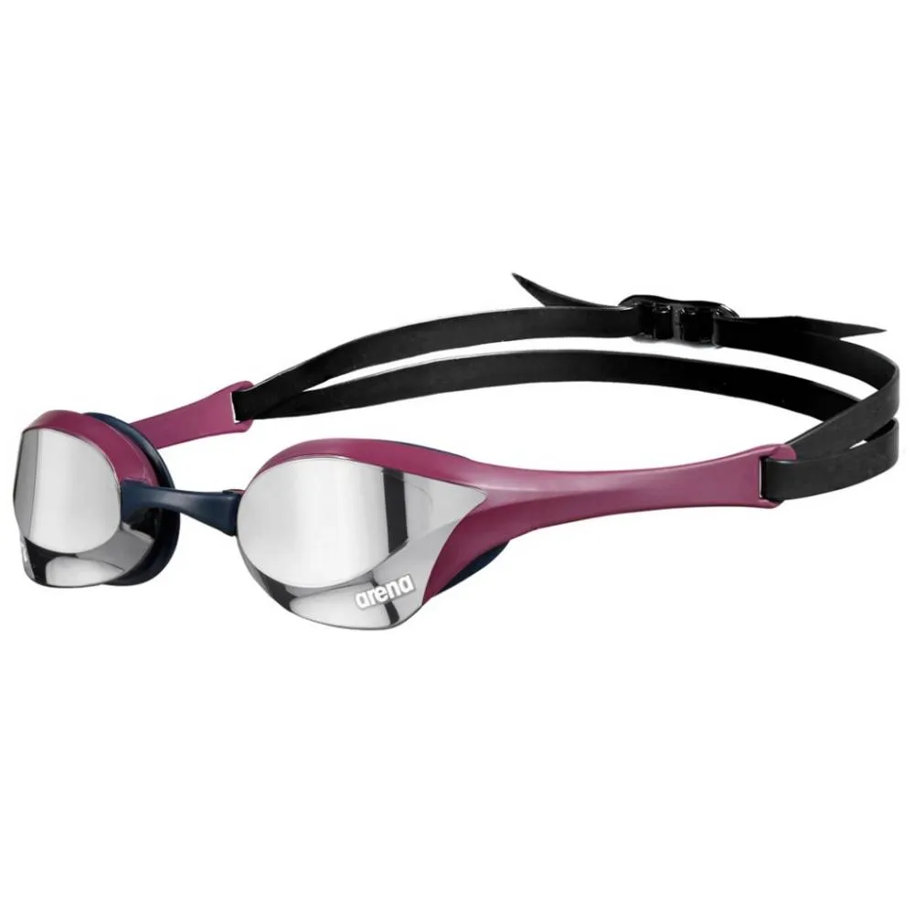 ARENA Cobra Ultra Swipe Mirror Adult Swimming Goggle in Silver, Red, and Wine