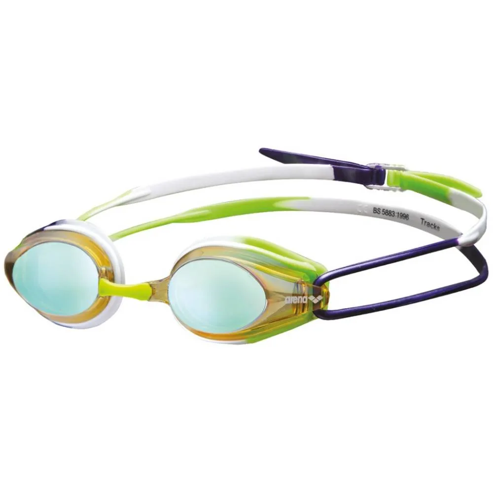 ARENA Adult Tracks Mirror Swimming Goggle (Yellow/Purple/Green)