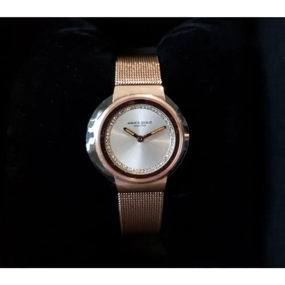 ARIES GOLD ENCHANT SONJA ROSE GOLD STAINLESS STEEL L 5003 RG-S MESH STRAP WOMEN'S WATCH