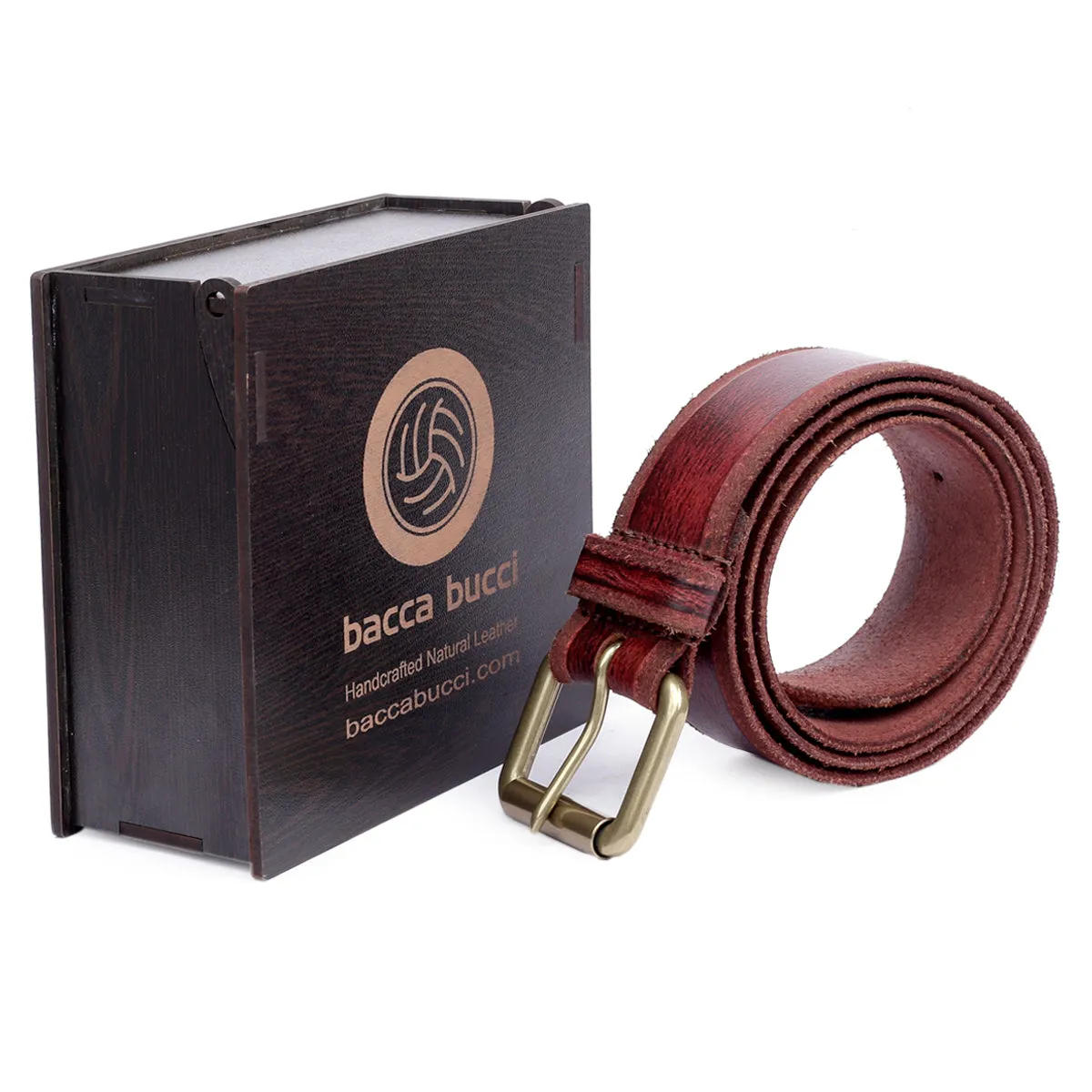 Bacca Bucci Leather Men's Work Belt - Heavy Duty Genuine Leather For Jeans