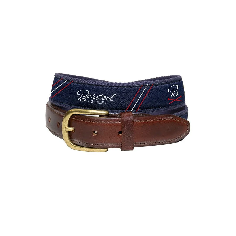 Barstool Golf Striped Leather Ribbon Belt