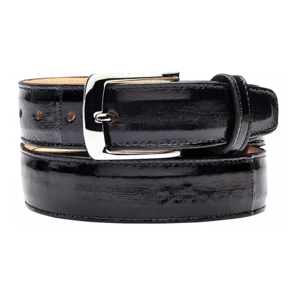 Belvedere Black Genuine Eel Skin Dress Belt