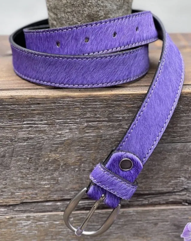 Bright Coloured Leather Belt - Purple