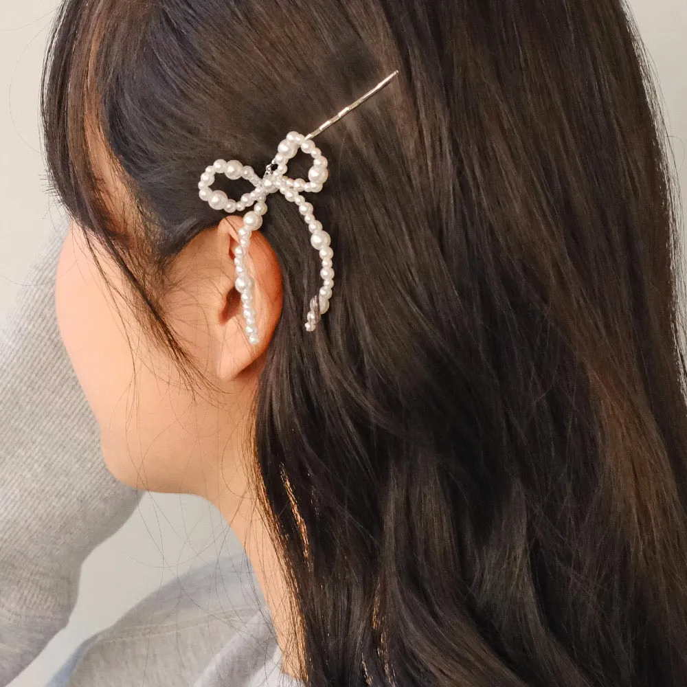 Bubble Pearl Bow Hairpin Set