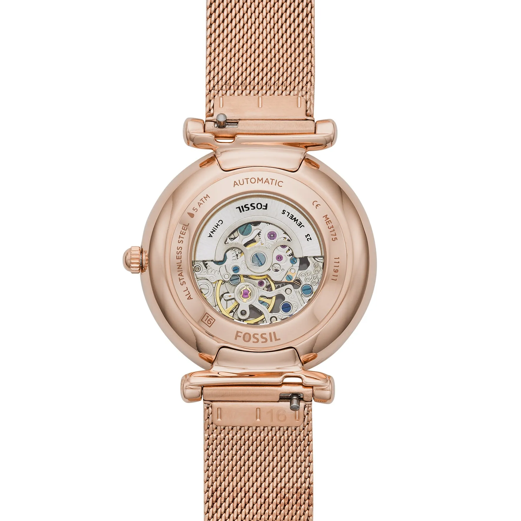 Carlie Automatic Rose Gold-Tone Stainless Steel Mesh Watch