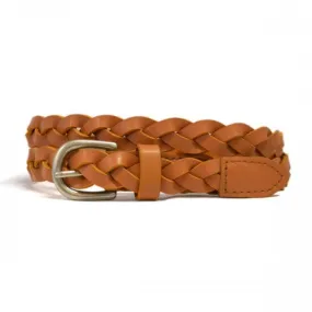 CAROL - Womens Tan Genuine Leather Plaited Belt