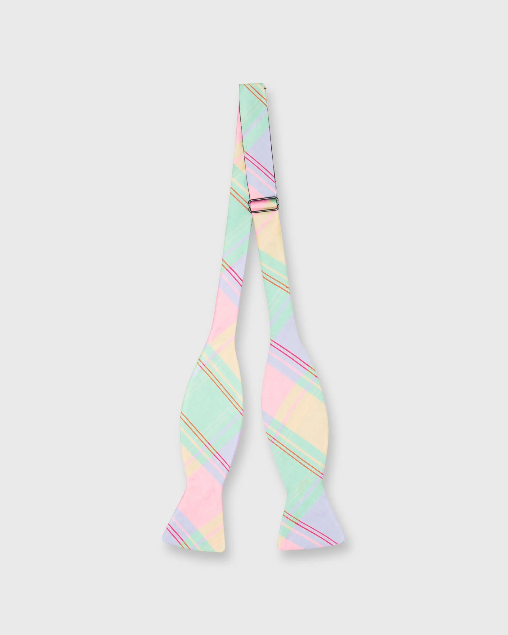 Cotton Woven Bow Tie in Pale Olive/Pink Multi Madras