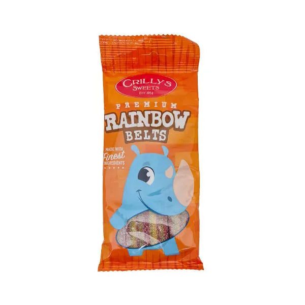 Crillys 100g Premium Assorted Rainbow Sour Belts Candy