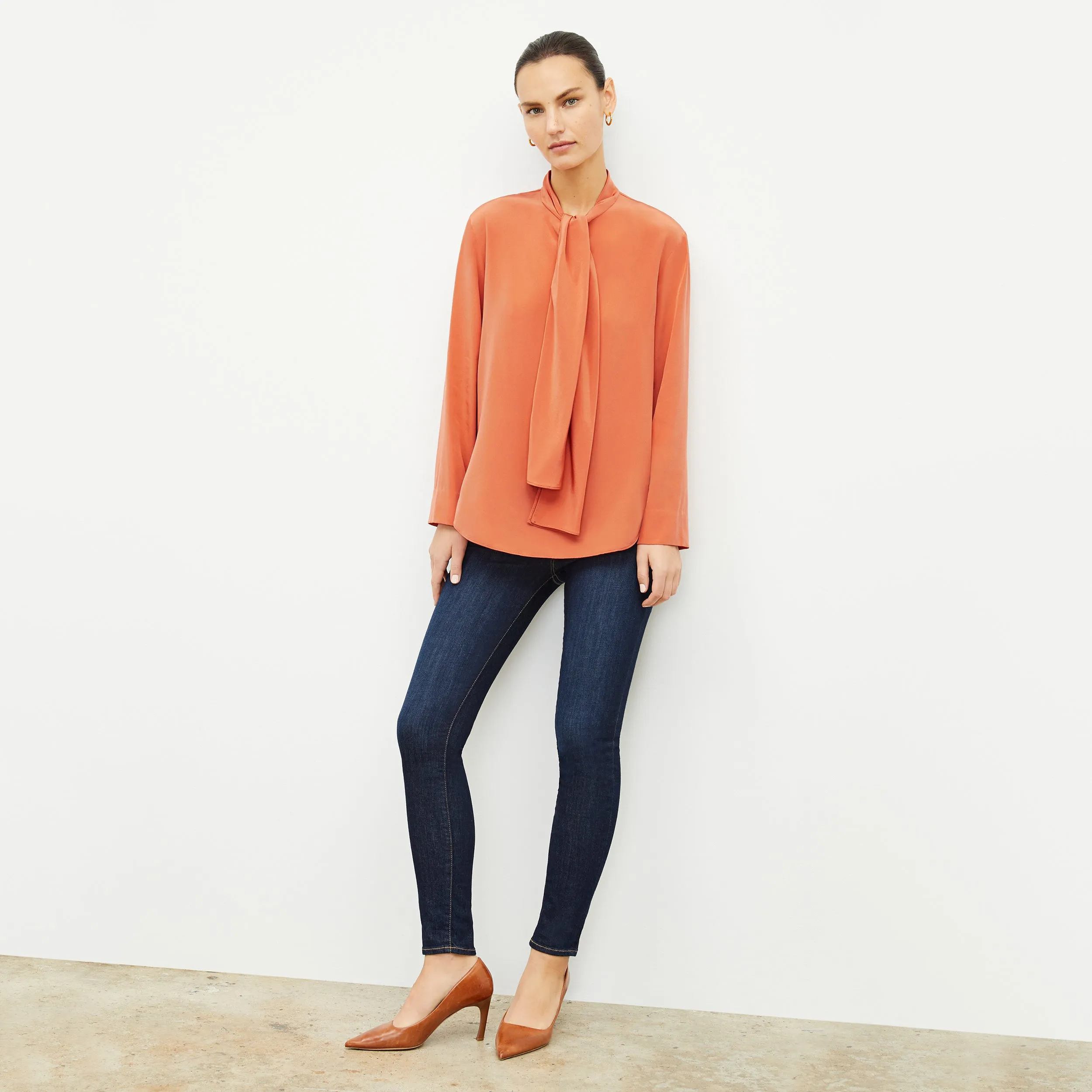 Darcy Top - Washable Silk :: Guava