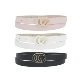 Enamel Buckle Skinny Belt