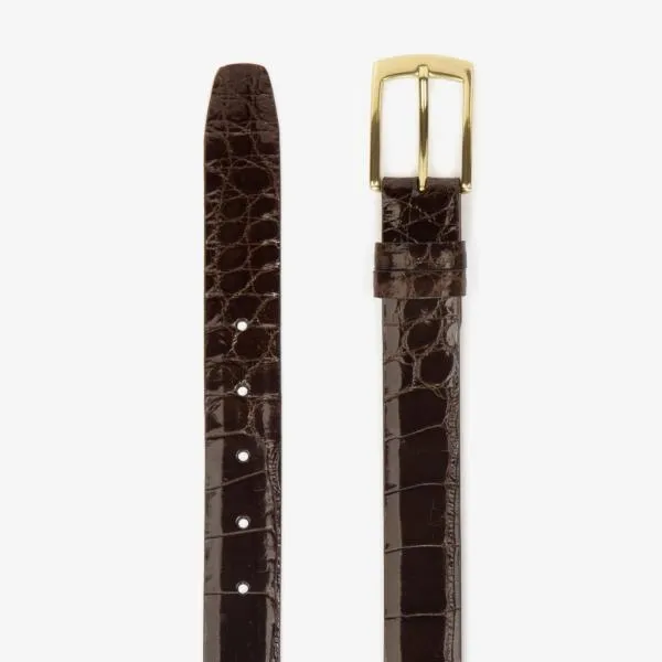 GENUINE ALLIGATOR BELT - DARK BROWN