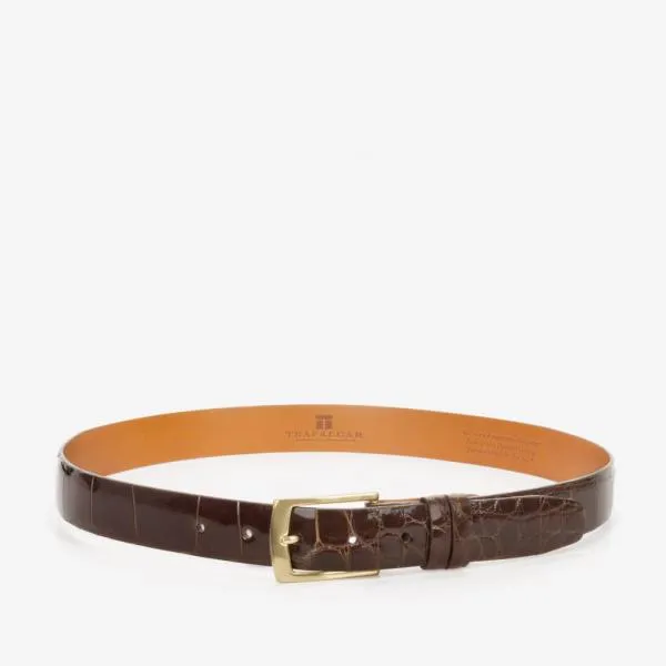 GENUINE ALLIGATOR BELT - DARK BROWN