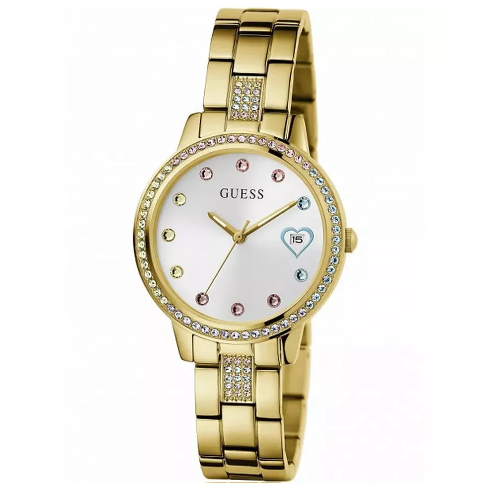 Guess Three of Hearts Gold Tone Stainless Steel Strap Ladies Watch GW0657L2