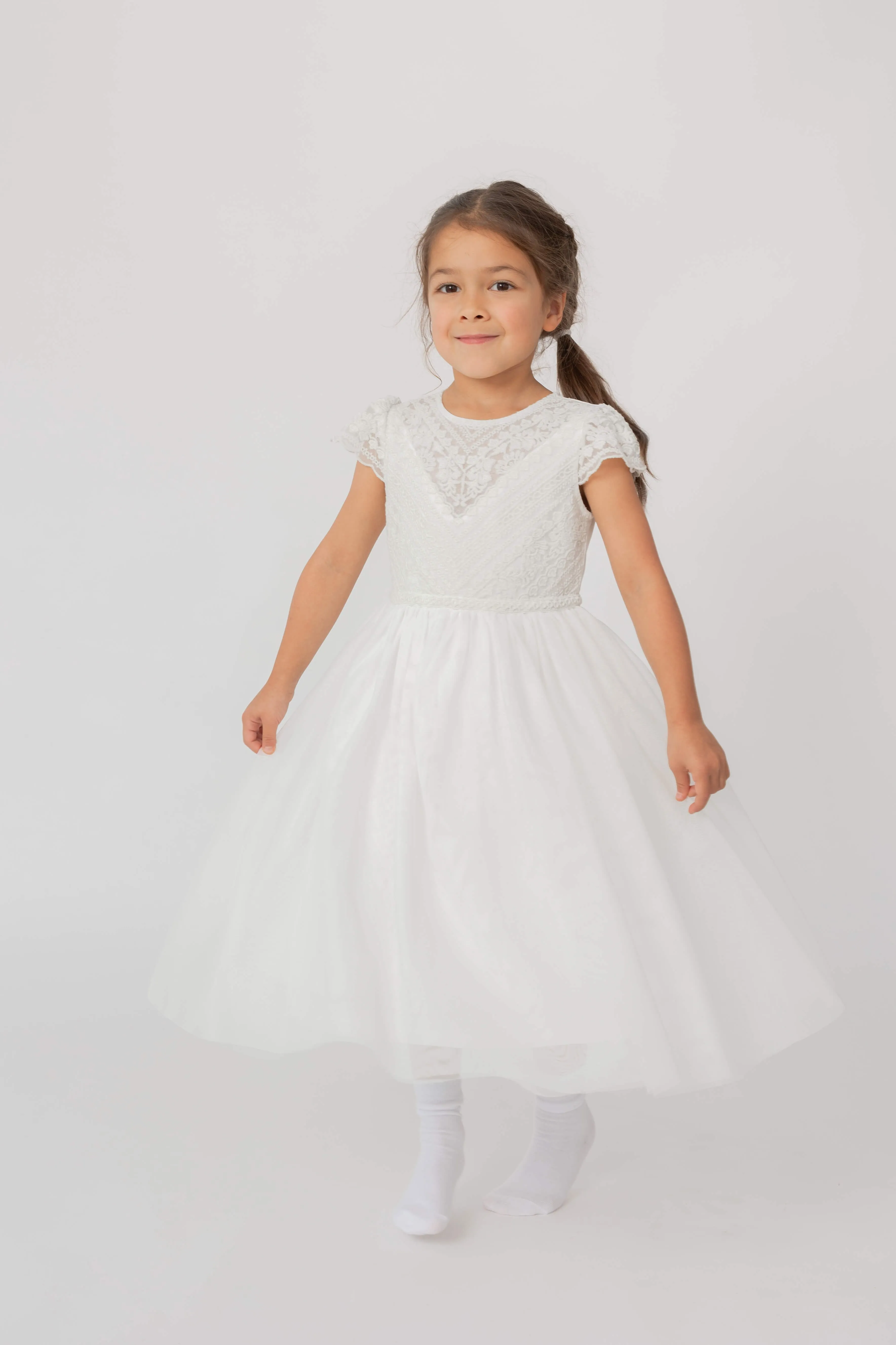 Hannah - church dress with delicate lace