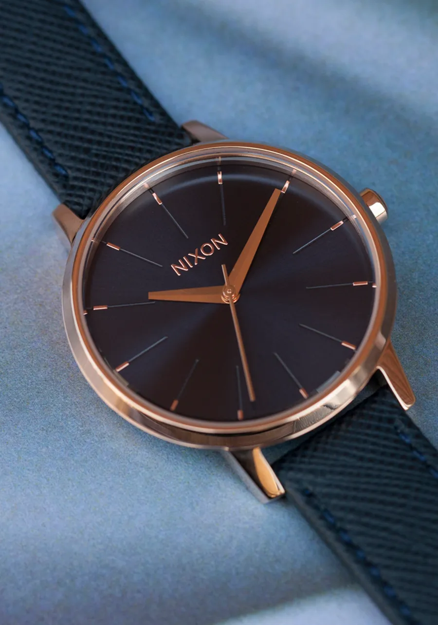 Kensington Leather - Navy / Rose Gold