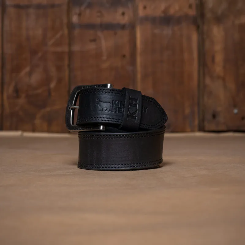 Kingsley Heath Double Stitch Stacked Logo Belt Mamba/Nickel