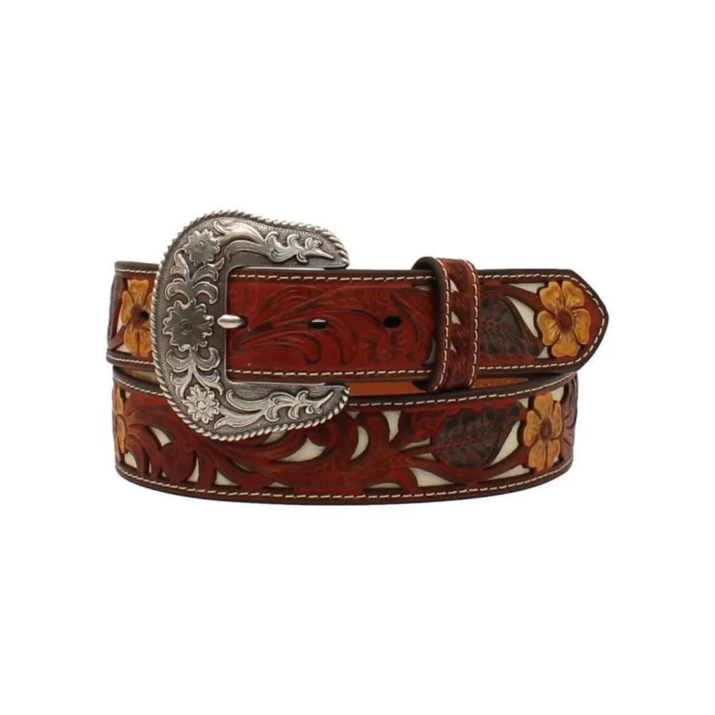 M&F Red Floral Embossed Belt