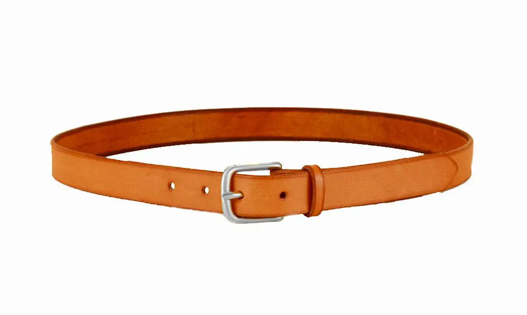 Maximum Henry Light Brown Leather Silver Slim Standard Belt