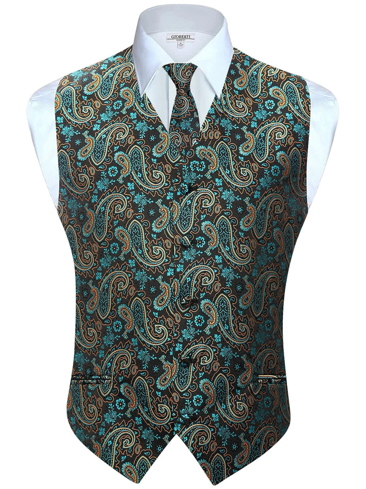 Men's 4 pc Metallic Vest Set