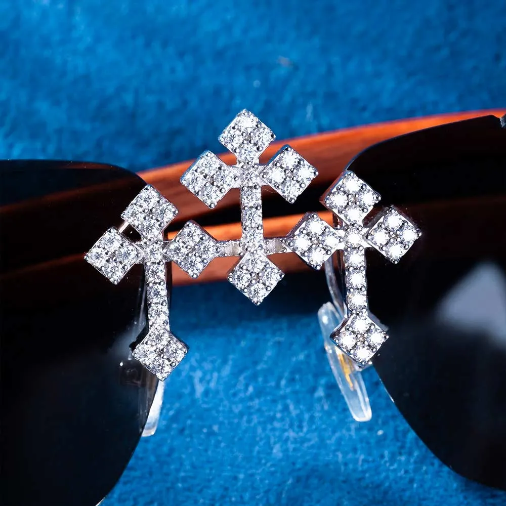 Moissanite Fleuree Cross Sunglasses 14K Gold