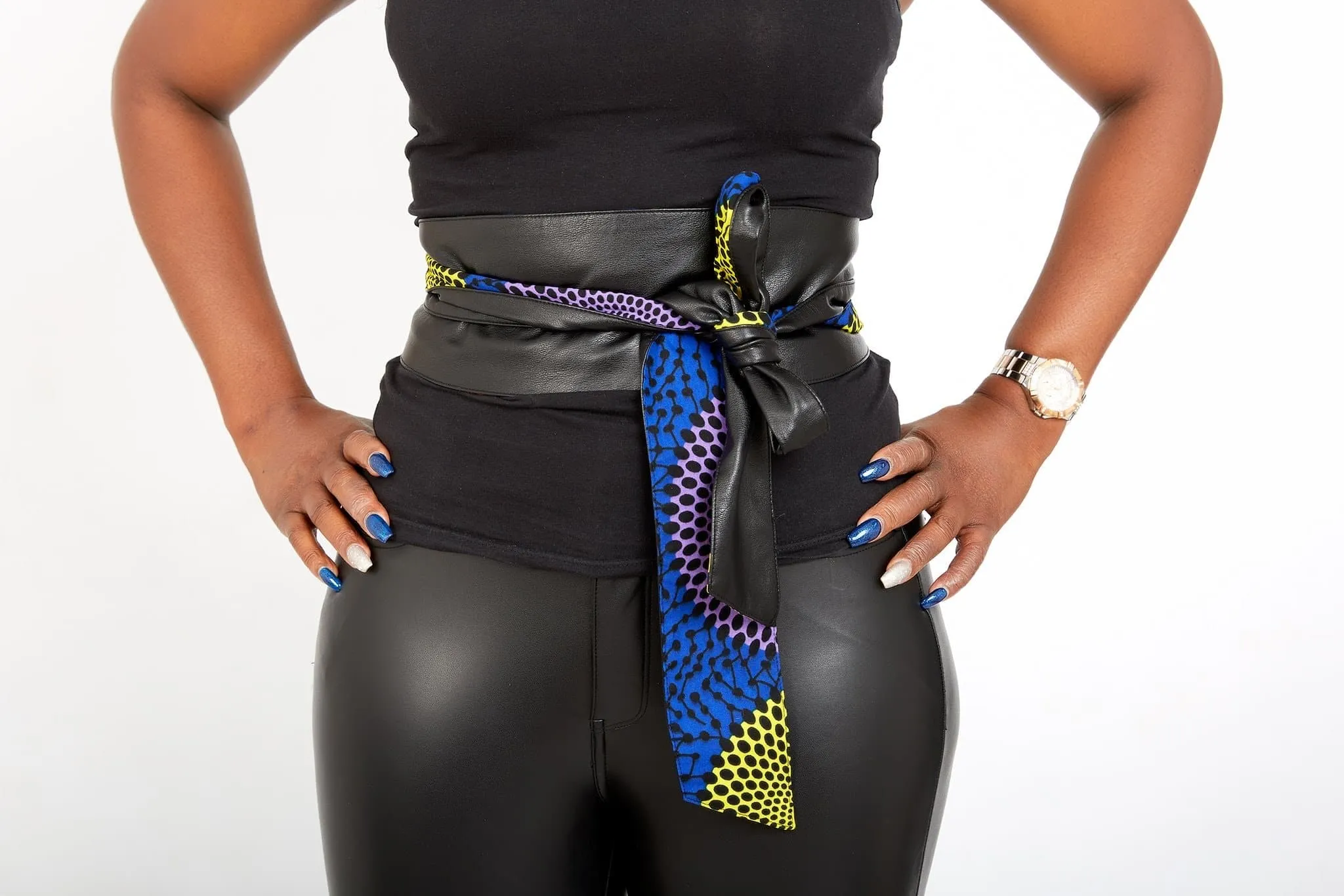 New In African Prints Reversible Leather Obi Belt - OLLAMMA