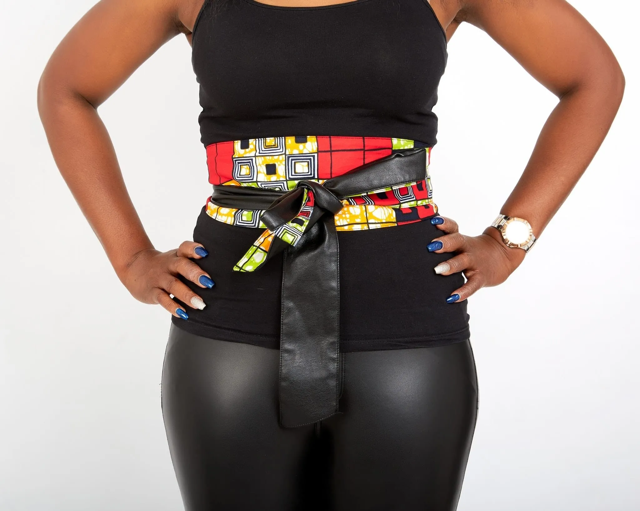 New In African Prints Reversible Leather Obi Belt - OLLAMMA