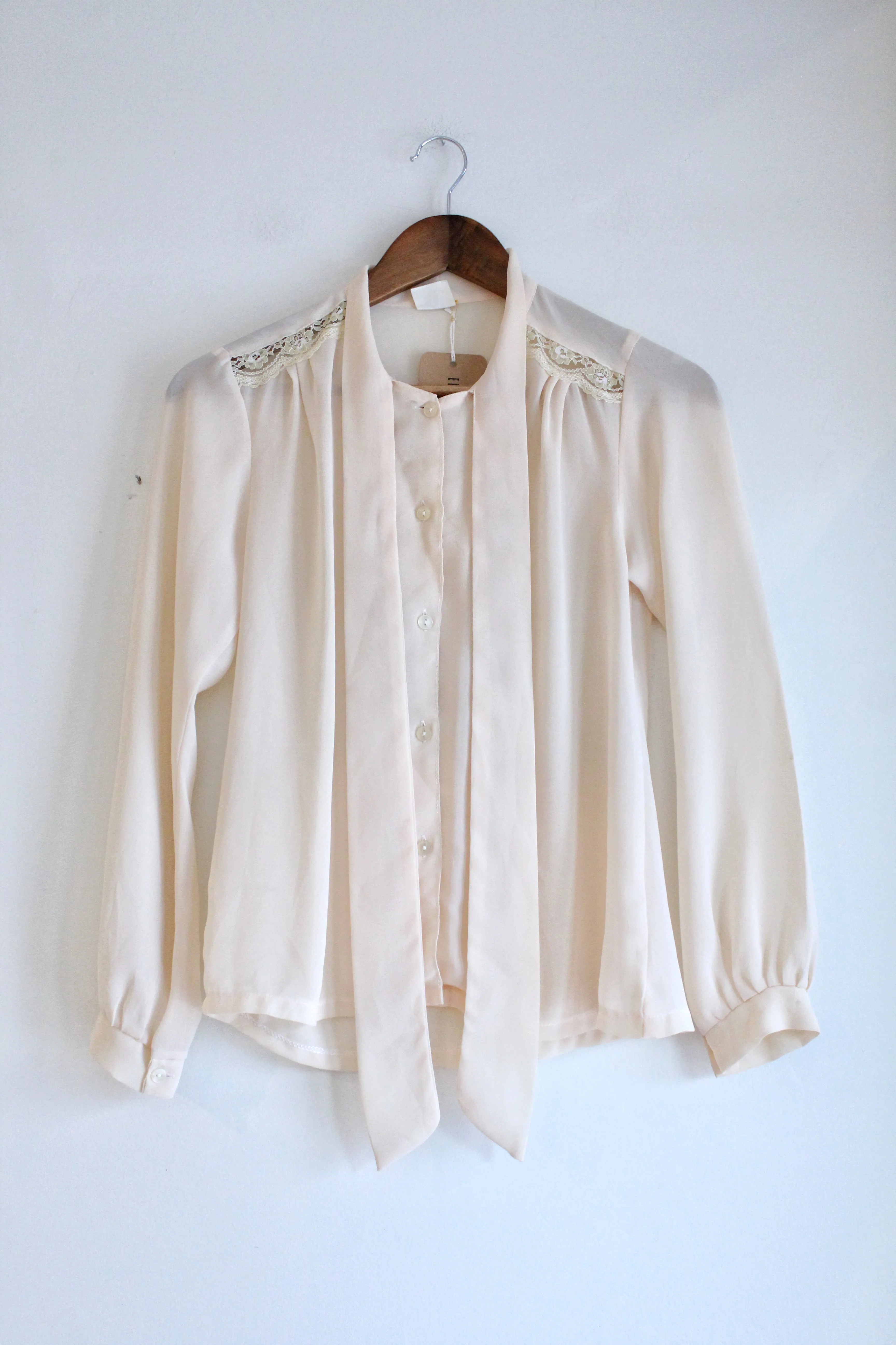 Peachy Lace Trim Vintage Blouse