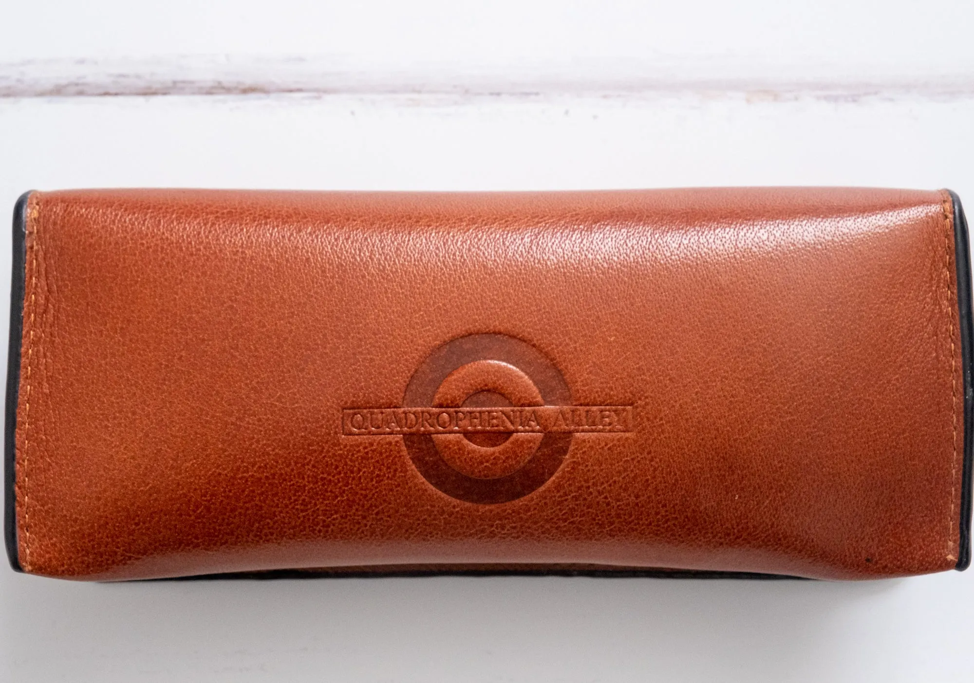 Quadrophenia Alley Exclusive Mod Target Leather Flap Over Glasses Case Brown