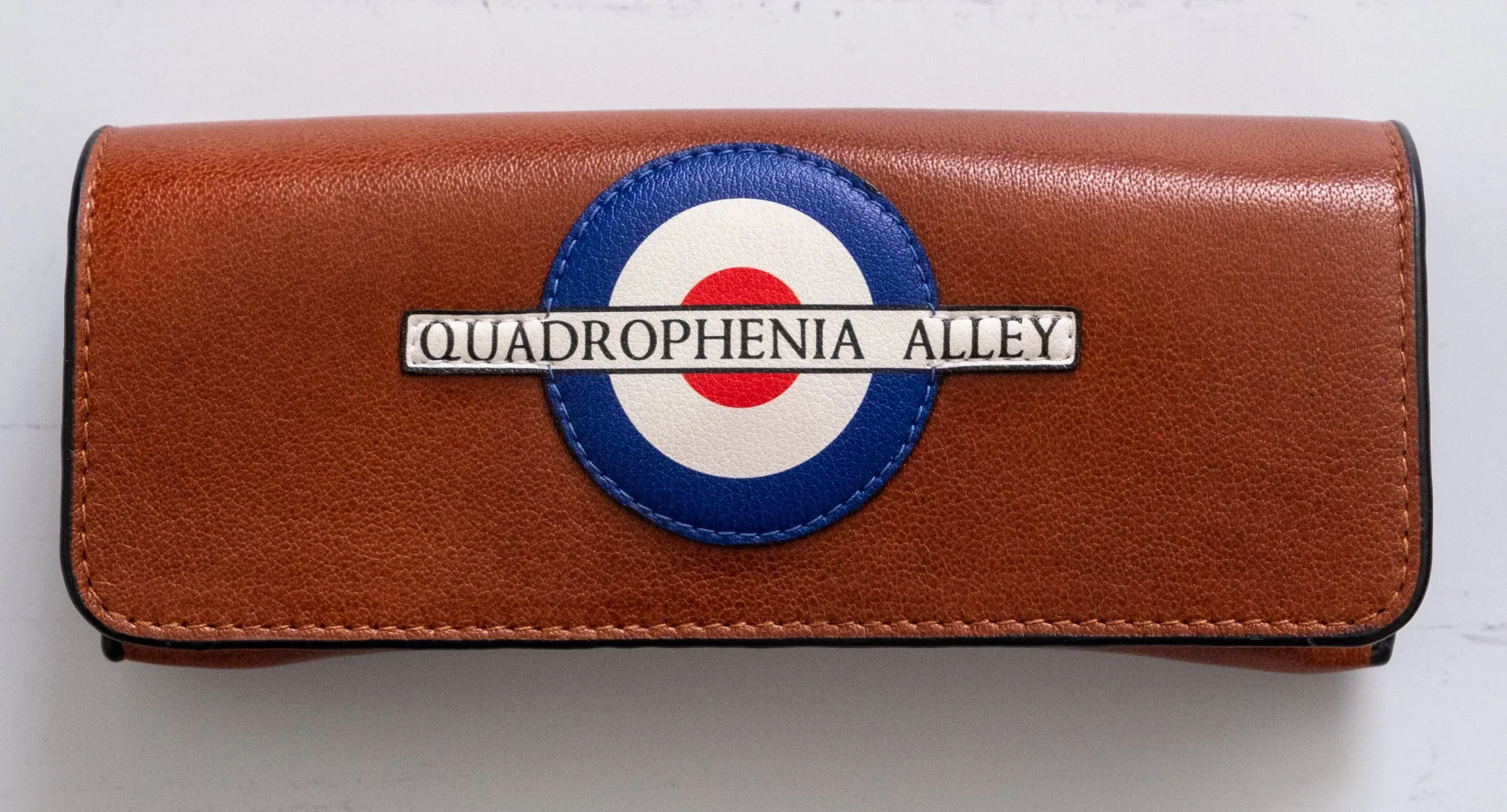 Quadrophenia Alley Exclusive Mod Target Leather Flap Over Glasses Case Brown