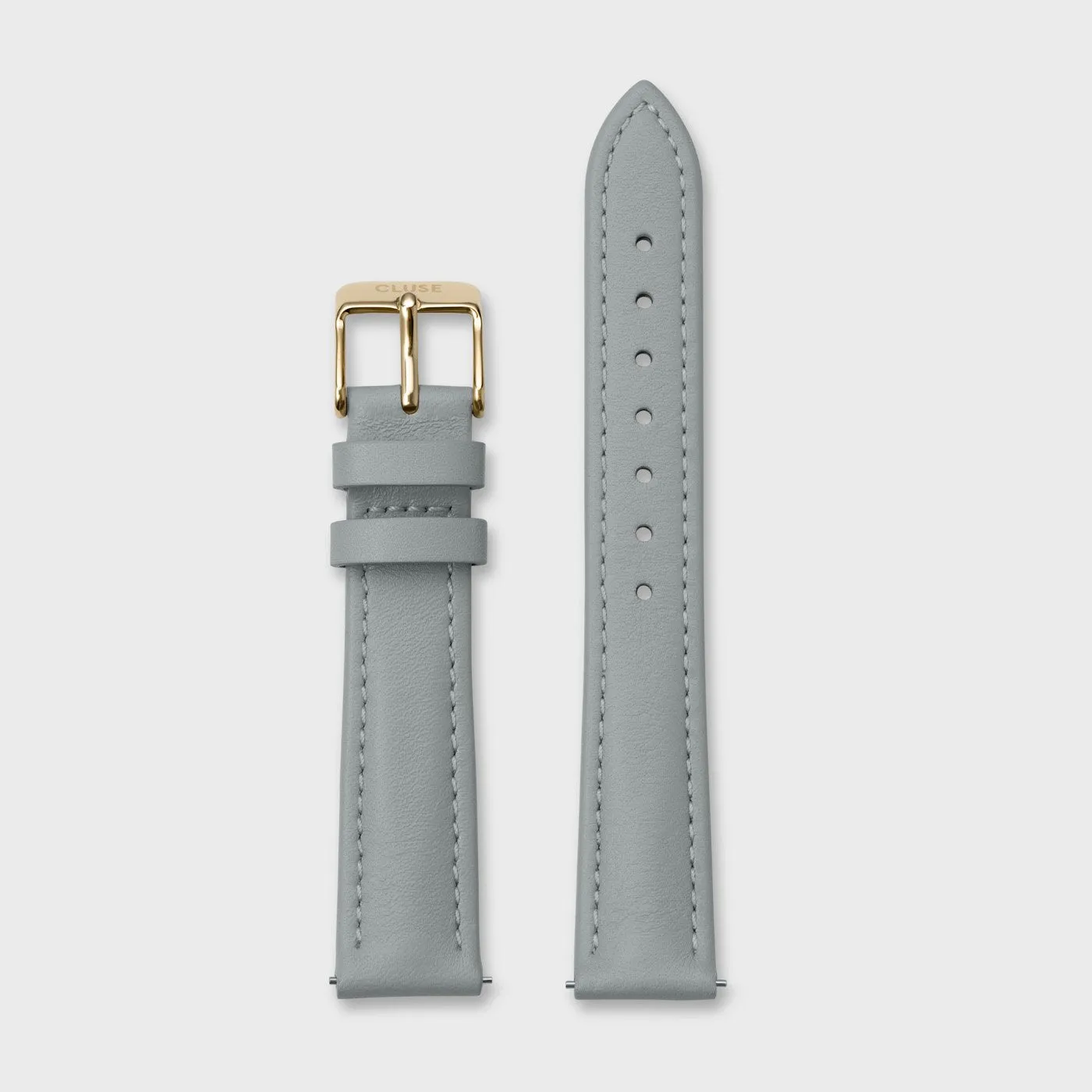 Strap 16 mm Leather Grey, Gold Colour